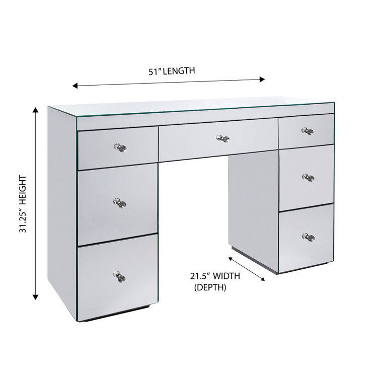 Everly Quinn Eresus Abby Premium Mirrored Vanity Table for Vanity